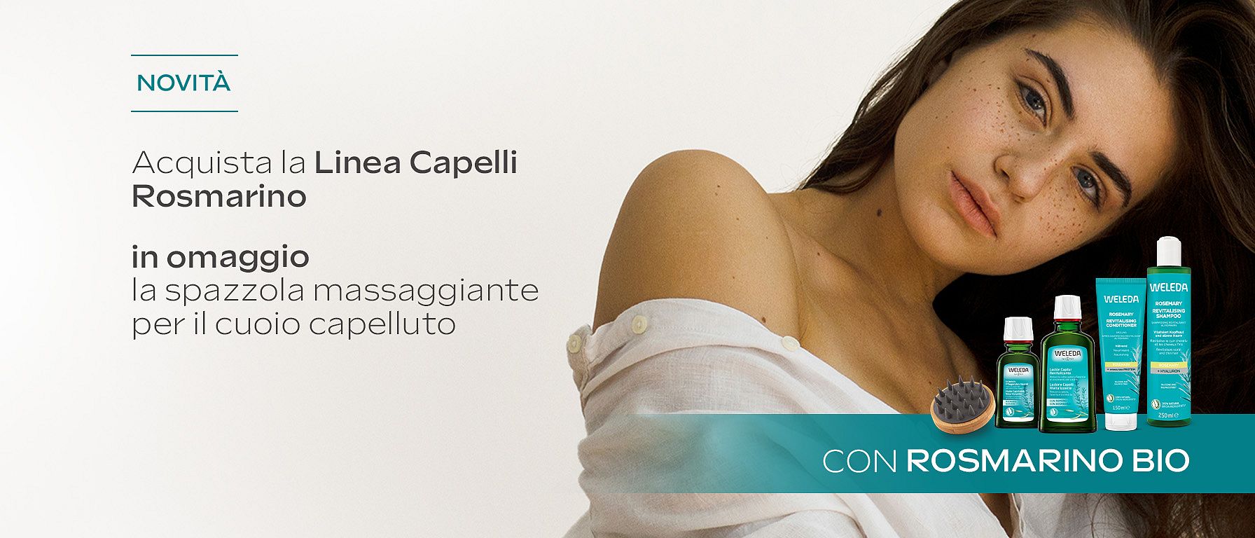 Spazzola massaggio cuio capelluto in omaggio all'acquisto di un prodetto della linea capelli rosmarino.