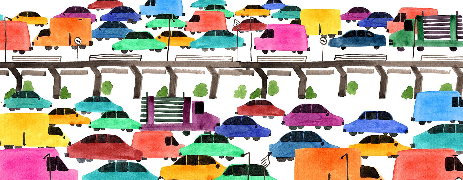 Disegno di macchine imbottigliate nel traffico