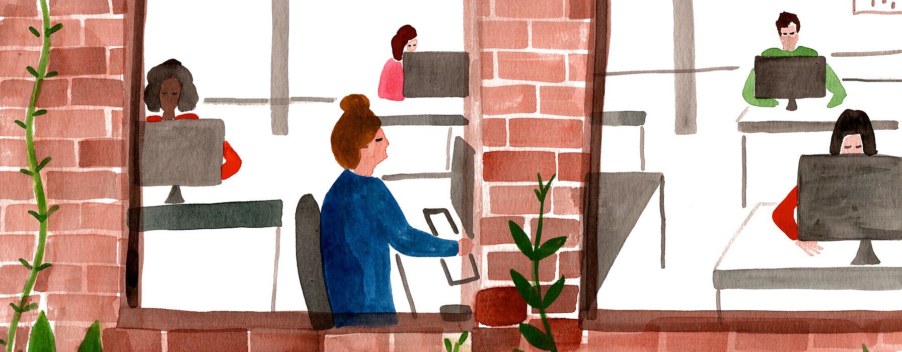 Disegno di persone dentro un ufficio