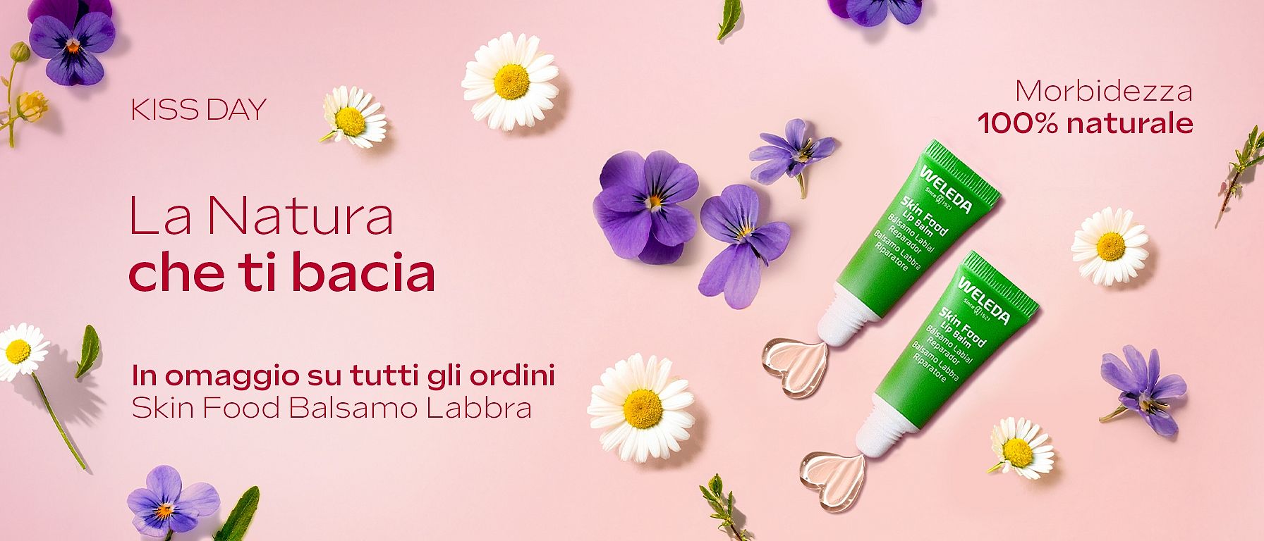 Kiss Day: in omaggio uno skin food balsamo labbra su tutti gli ordini. Promozione valida il 6 luglio. Non cumulabile con altre promozioni o codici sconto in corso di validità.