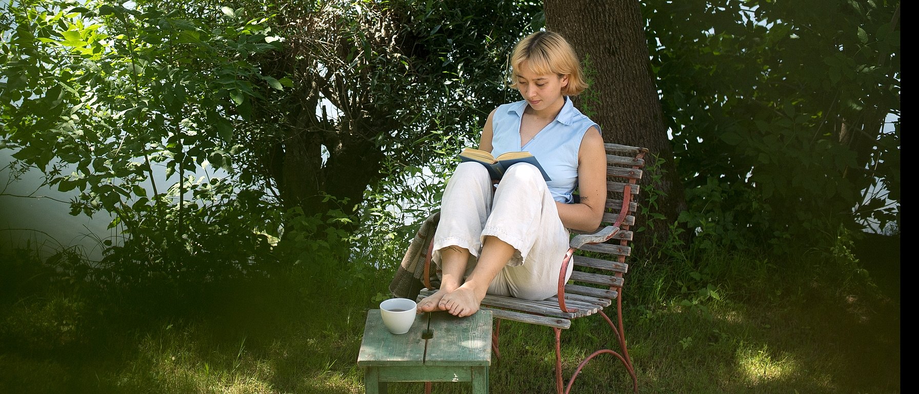 woman sitting in garden
