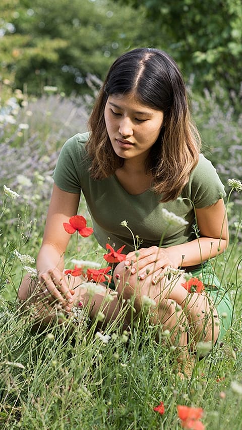 ragazza in un campo