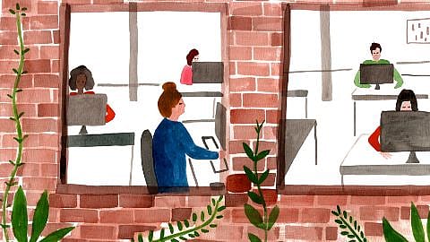 Disegno di persone dentro un ufficio
