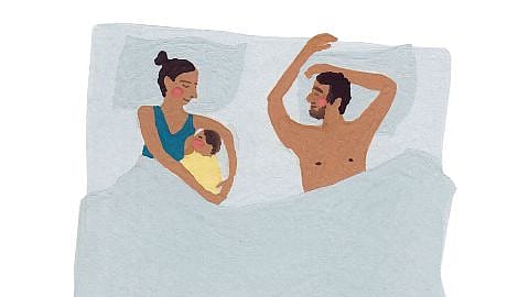disegno di una famiglia a letto