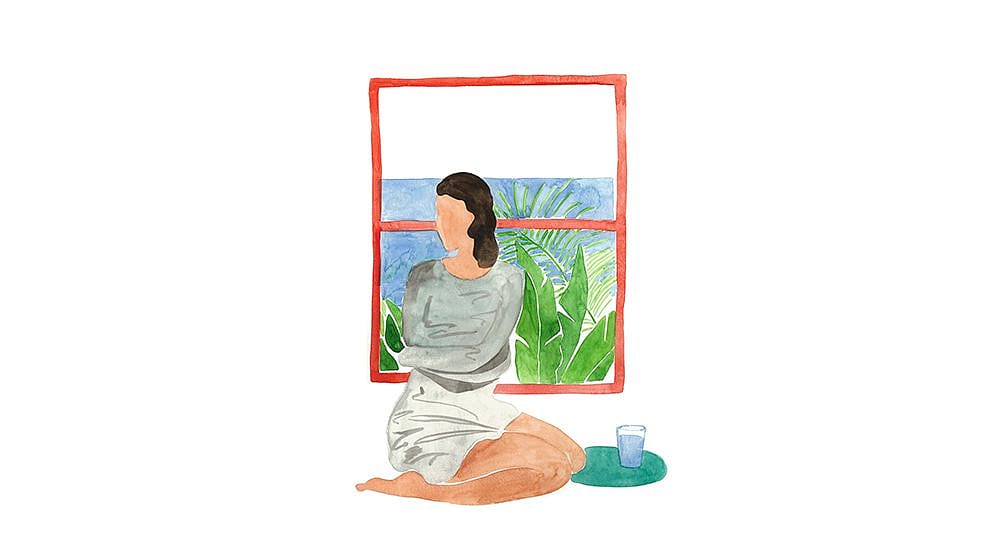 Disegno di donna alla finestra
